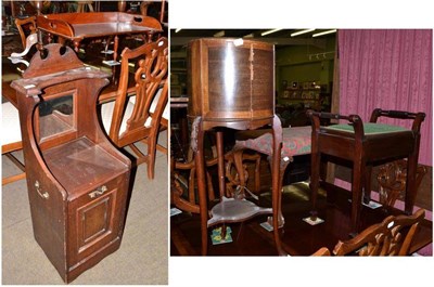 Lot 424 - Victorian coal purdonium, piano stool, Edwardian planter and mahogany bed tray (4)