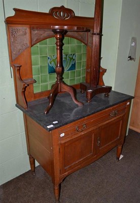 Lot 426 - Art Nouveau washstand with marble top and tile back