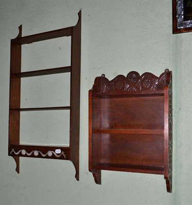 Lot 429 - A pair of narrow wall shelves and another (3)