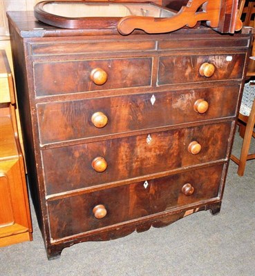 Lot 436 - Victorian mahogany four height chest of drawers and a toilet mirror