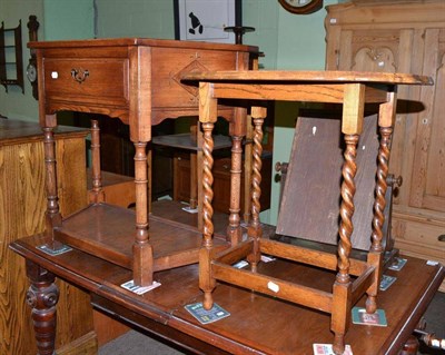 Lot 440 - Reproduction oak side table and an oval occasional table