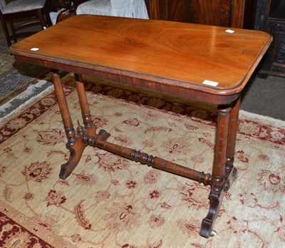 Lot 467 - Victorian mahogany side table with turned supports and stretcher