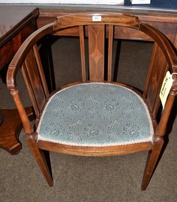 Lot 491 - Edwardian inlaid mahogany tub chair