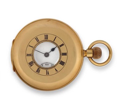 Lot 321 - An 18ct Gold Half Hunter Keyless Pocket Watch, signed Coventry Astral, 1923, lever movement, enamel