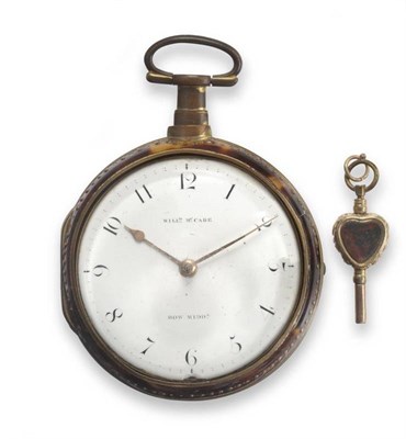 Lot 323 - A Tortoiseshell Pair Cased Pocket Watch, signed Wm McCabe Bow Middx, No.734, circa 1800, gilt fusee