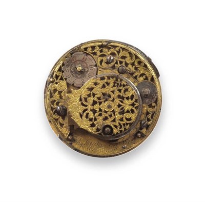 Lot 326 - A Clockwatch Movement, signed Jos Windmills, London, circa 1700, fusee verge movement, top...