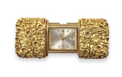 Lot 329 - An 18ct Gold Purse Watch, signed Movado, circa 1960, lever movement, silvered dial with applied...