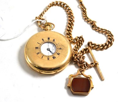 Lot 35 - A 12ct gold pocket watch and a watch chain with each link stamped 375 with an attached 9ct gold...