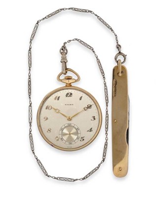 Lot 334 - An Art Deco Open Faced Keyless Pocket Watch, retailed by Yard, signed International Watch Co, lever