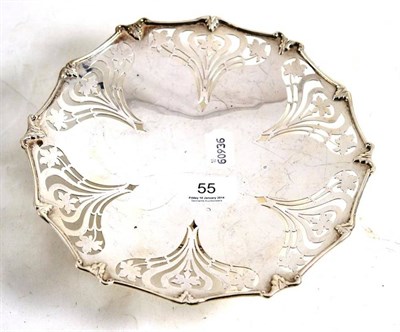 Lot 55 - A small silver dish with pierced Art Nouveau style decoration