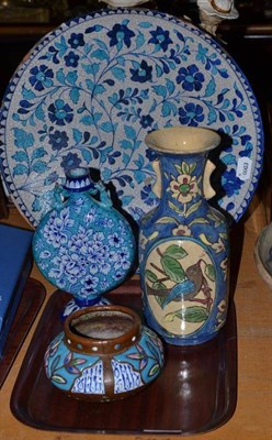 Lot 64 - Four Isnik wares; two vases, a dish and a vase