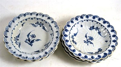 Lot 75 - Six 18th century blue and white Liverpool pudding plates