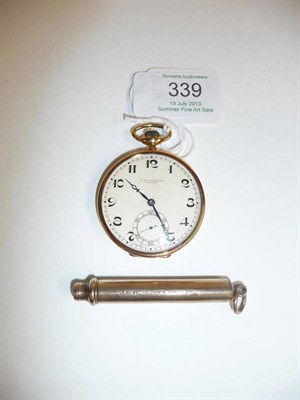 Lot 339 - An 18ct Gold Open Faced Keyless Pocket Watch, signed J W Benson, London, 1927, lever movement,...