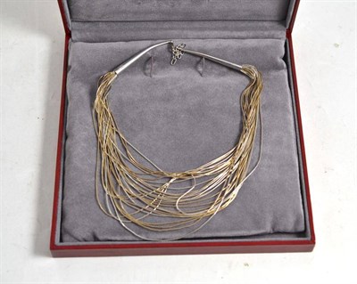 Lot 139 - A silver and silver gilt Georg Jenson three colour necklace, boxed