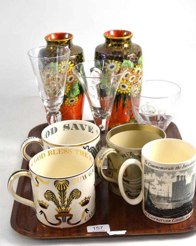 Lot 157 - Three Wedgwood commemorative mugs designed by Richard Guyatt - Prince of Wales Investiture,...