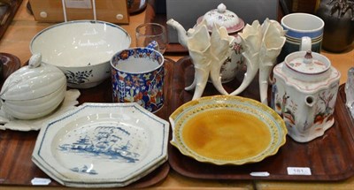 Lot 181 - Ceramics comprising: Baggerley & Ball mug (circa 1825), pearlware melon tureen, pair of...