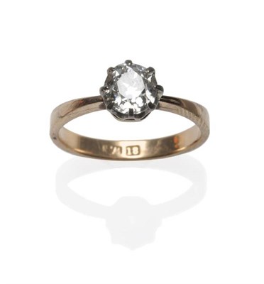 Lot 349 - A Diamond Solitaire Ring, the old cut diamond in a white eight claw setting, to a rose coloured...