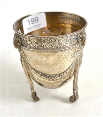 Lot 199 - George III Neo-Classical silver sugar bowl, London 1800, with repousse swag and bow decoration,...