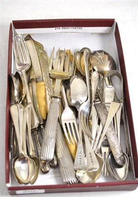 Lot 207 - A collection of 18th century and later silver and plated flatware