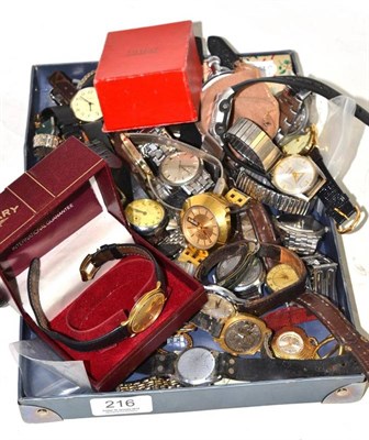 Lot 216 - A plated Omega wristwatch, two Bulova Accutron gents wristwatches and a quantity of other...