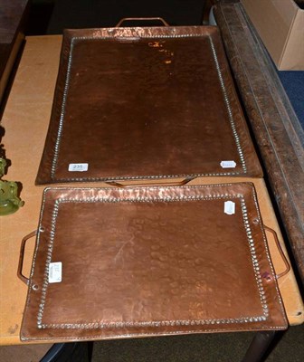 Lot 235 - Two Pearson copper trays, stamped J.P (2)