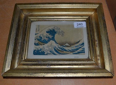 Lot 240 - A framed woodblock print Hokusai