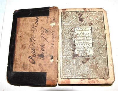Lot 242 - 18th century leather bound volume, A Short Introduction to Grammar, 1721, calf (worn)