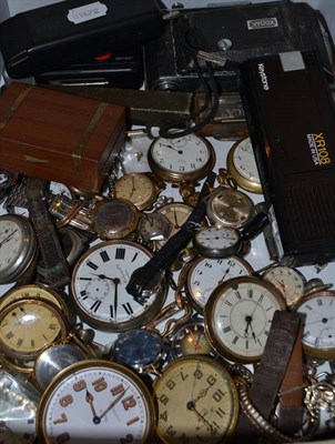 Lot 250 - A quantity of pocket and wristwatches, four cameras etc