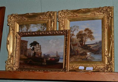Lot 287 - F Brown (19th century), a pair of landscapes, each signed, oil on board, together with a 19th...