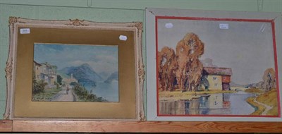 Lot 289 - C. E Taylor, a Continental mountain scene, signed watercolour, together with a print depicting...