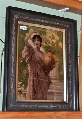 Lot 302 - After Conrad Kiesel (1846-1921) a framed chrystoleum depicting a lady in classical dress...