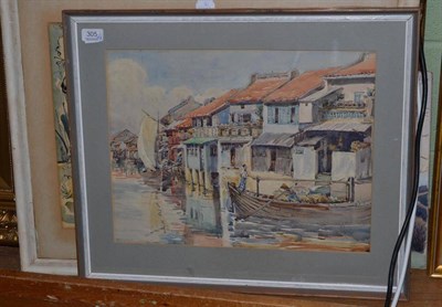 Lot 305 - Manner of Nash, an open landscape signed Graham, oil on canvas, together with a further...