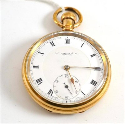 Lot 19 - A Thomas Russell gold plated top wind pocket watch