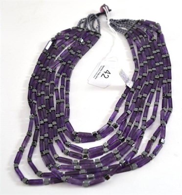 Lot 42 - A multi-strand amethyst and haematite necklace
