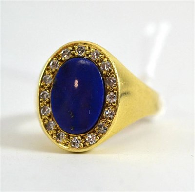 Lot 68 - A lapis lazuli and diamond cluster ring
