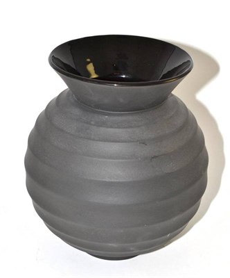 Lot 93 - A Wedgwood black basalt vase, designed by Nick Munro, of ribbed form, printed and impressed factory