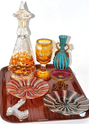 Lot 97 - Bohemian decanter, Bohemian beaker, Venetian glass etc