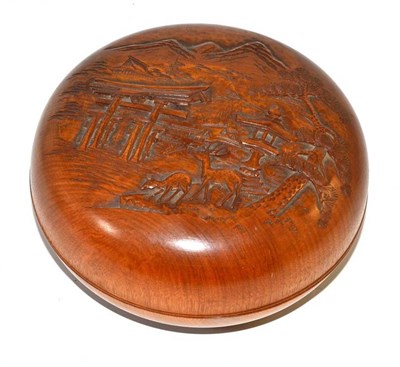 Lot 101 - Japanese carved wooden bowl and cover, signed