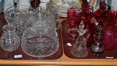 Lot 102 - Cut glass, cranberry and red coloured glass, etc