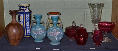 Lot 110 - Cranberry glass and ceramics