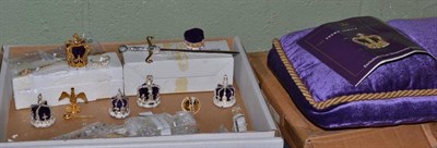 Lot 112 - A set of miniature crown jewels with display cushion