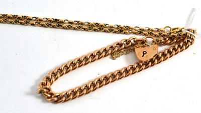 Lot 190 - A curb and lock bracelet and a fancy link necklace
