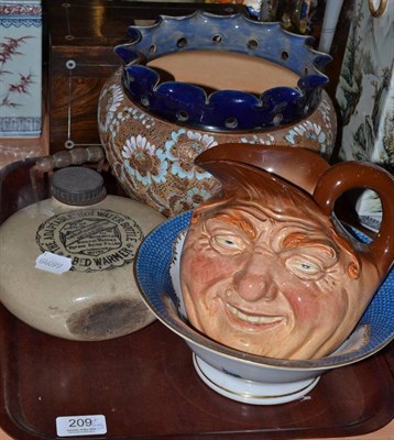 Lot 209 - Rosewood tea caddy, Doulton jug, Doulton planter, floral decorated bowl, Robertsons band...