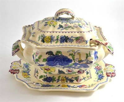 Lot 217 - A Mason's soup tureen, ladle and stand