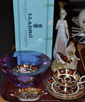 Lot 239 - A collection of Royal Crown Derby 1128 pattern, Lladro figure, Mosers glass bowl, Royal Dux etc