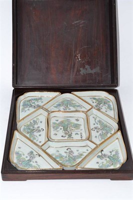 Lot 242 - Late 19th century Chinese porcelain hors d'oeuvres set in hardwood box