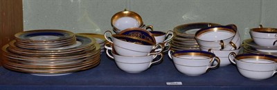 Lot 264 - A collection of Aynsley blue and gilt tableware, various patterns