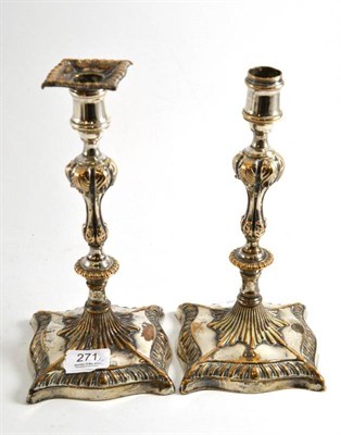 Lot 271 - A pair of 18th century Sheffield plate candlesticks