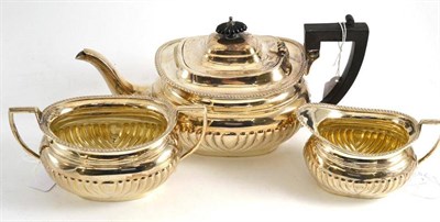 Lot 296 - Silver three piece tea set, Sheffield 1917/18, 40oz