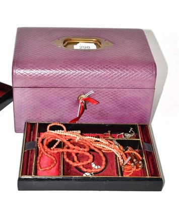 Lot 298 - Coral necklace and hardstone necklaces in a jewellery box